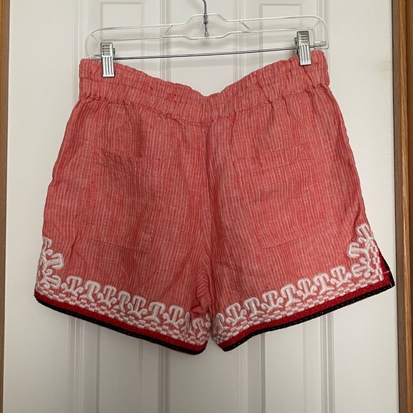 Anthropologie Red Linen Embroidered Shorts Size XS - Picture 4 of 7